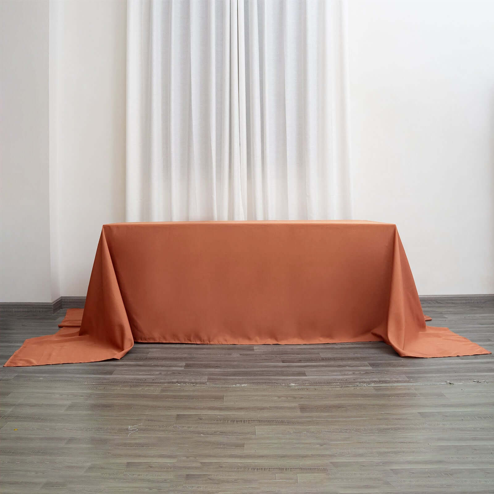 Polyester 90"x156" Rectangle Tablecloth Terracotta (Rust)- Seamless Wrinkle-Resistant Table Cover