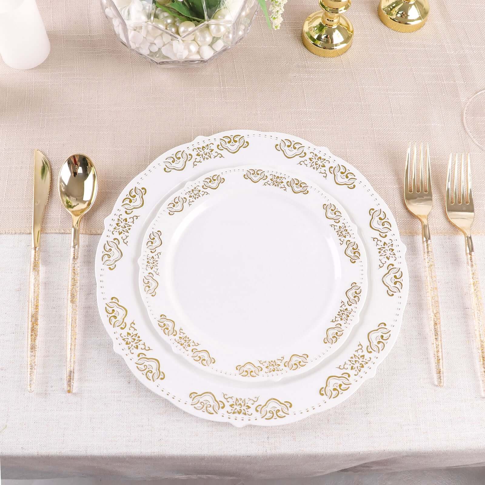 24-Pack Plastic Forks with Gold Glitter - Disposable Silverware Cutlery for Events