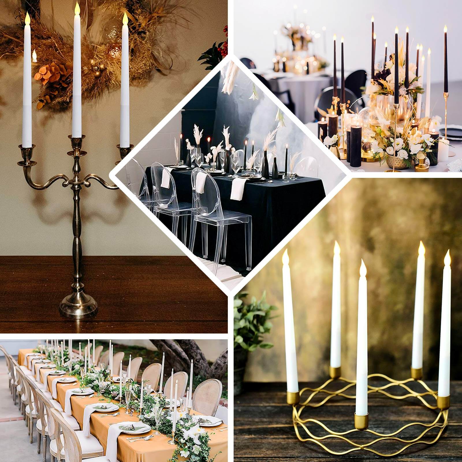 3-Pack LED Decorative Lighting Warm Flickering Gold - Flameless Taper Candles 11"