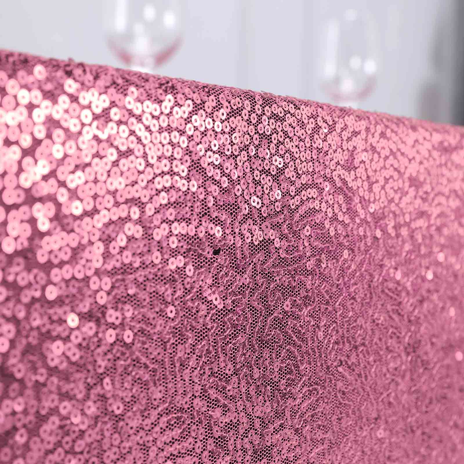 Sequin 90"x156" Rectangle Tablecloth Pink - Seamless Twinkling Table Cover