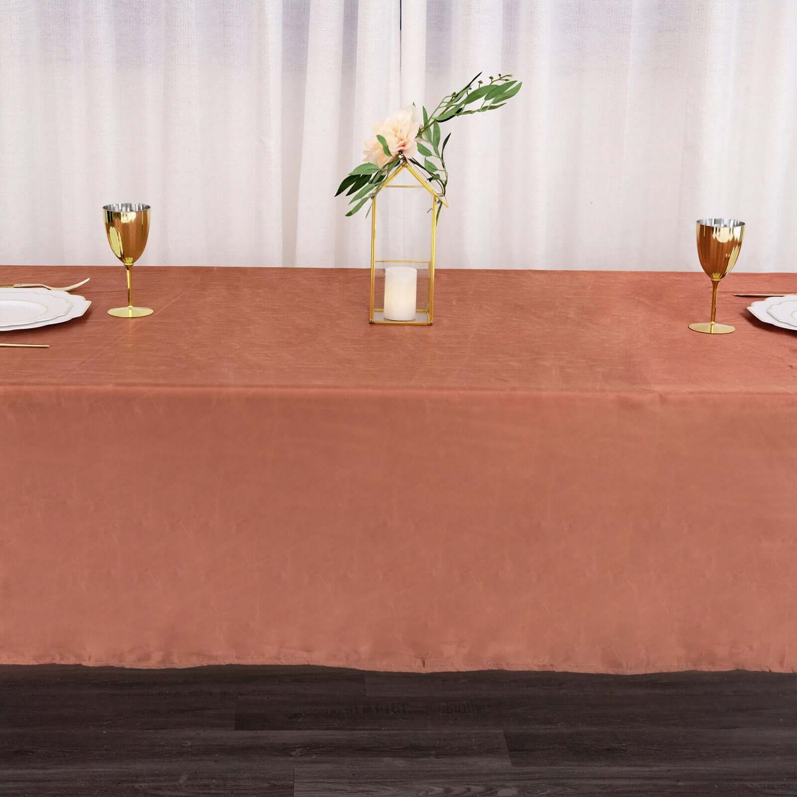 Satin Rectangular 60"x126" Tablecloth Terracotta (Rust) - Smooth and Lustrous Table Cover