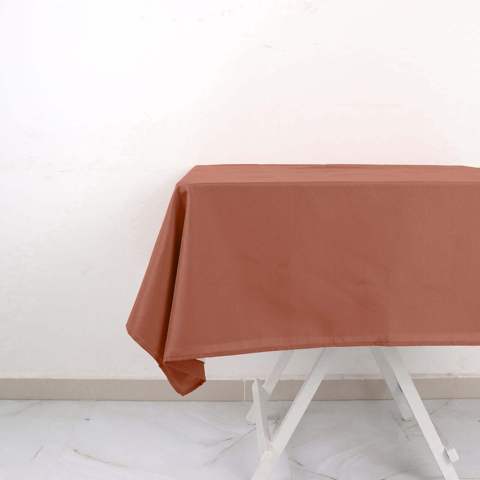 Polyester Square 54"x54" Tablecloth Terracotta (Rust) - Wrinkle-Resistant & Durable Table Cover