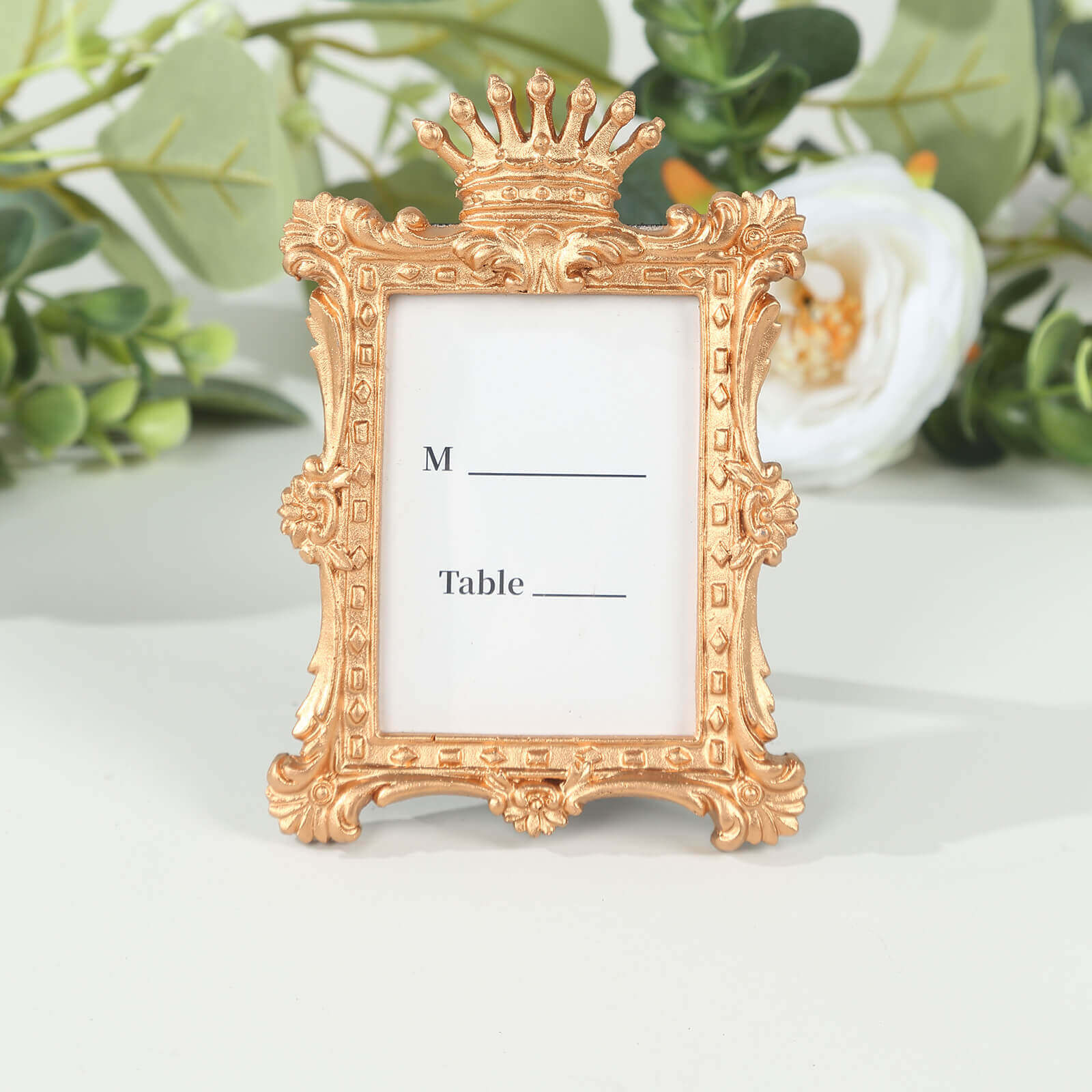 4-Pack Picture Frames Gold Resin Vintage Crown Design Rectangle - Mini Photo Frame Wedding Place Card Holders & Party Favors 4.5"x3"
