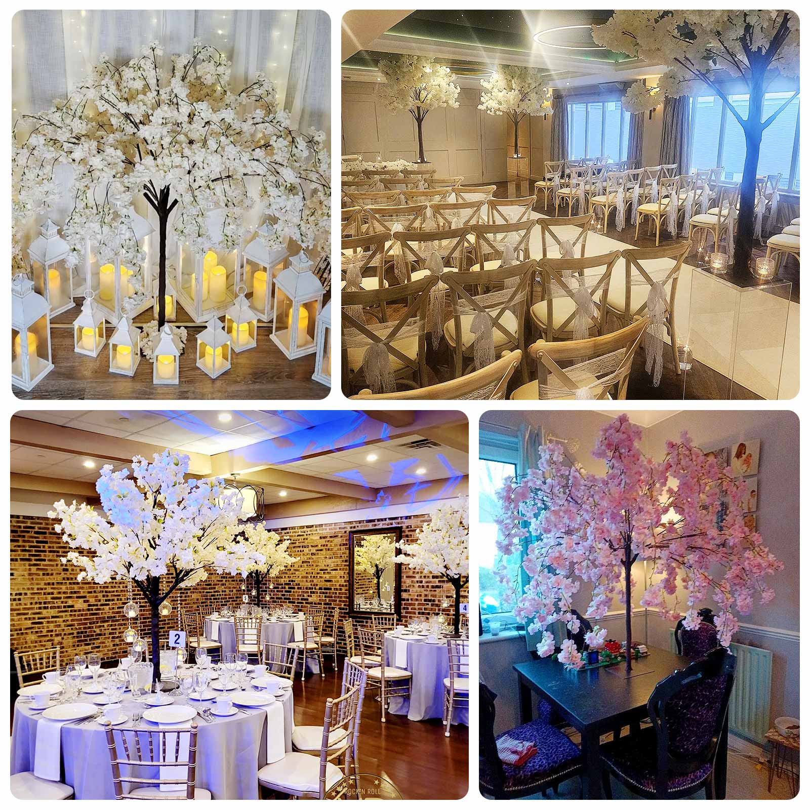 Silk Artificial Cherry Blossom Tree White for Gardens Parties & Receptions 5ft