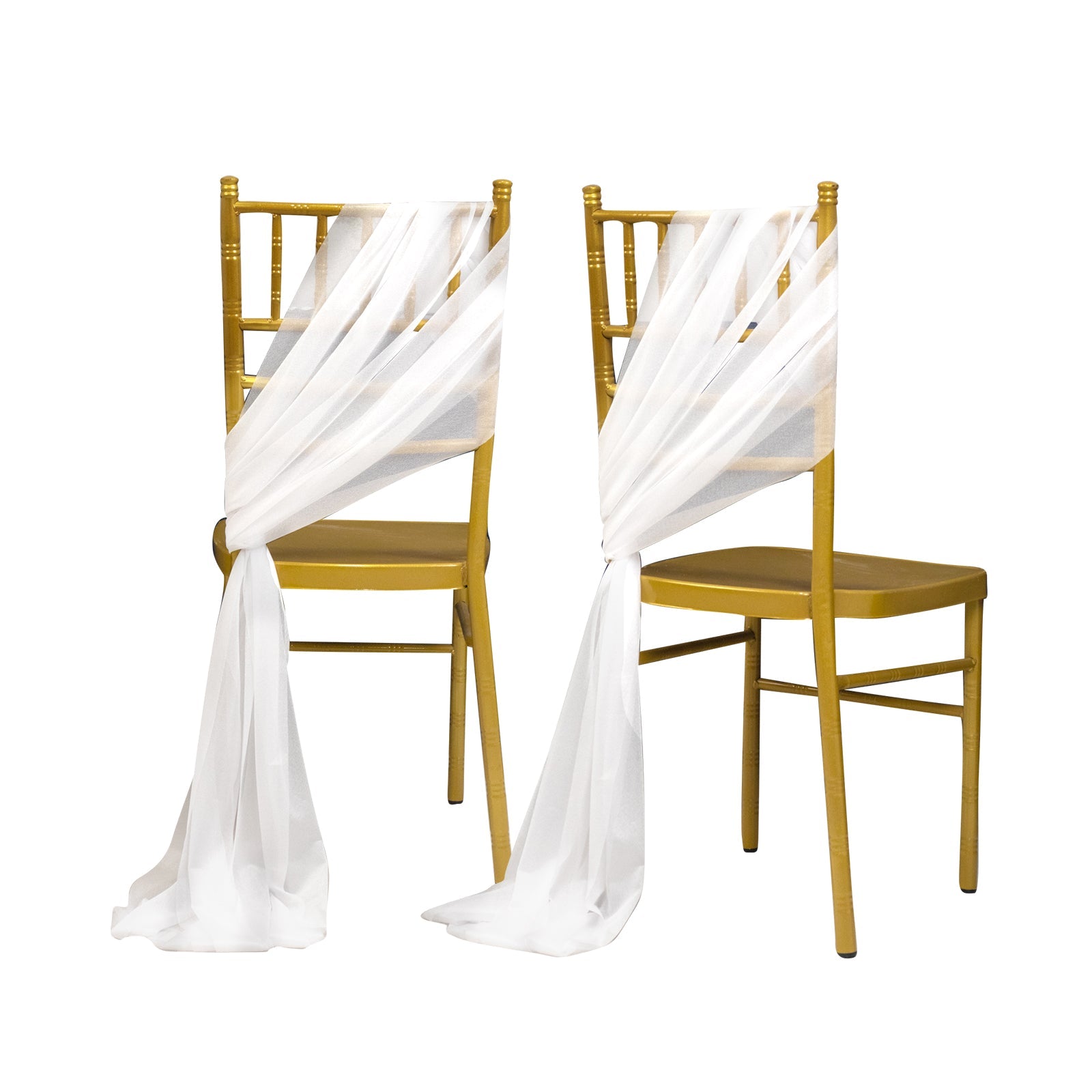 20-Pack Sheer Chair Drape Decor in White – 9ft Shimmer Sash, Wrinkle-Free
