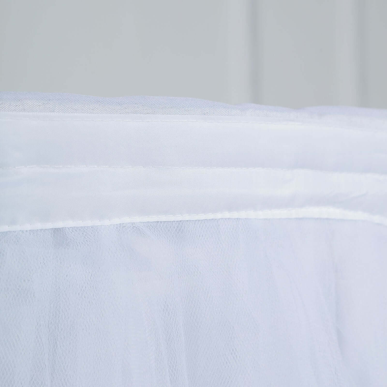 Tulle 17ft Table Skirt White - 4 Layer Pleated Tutu Chic & Soft Event Table Cover