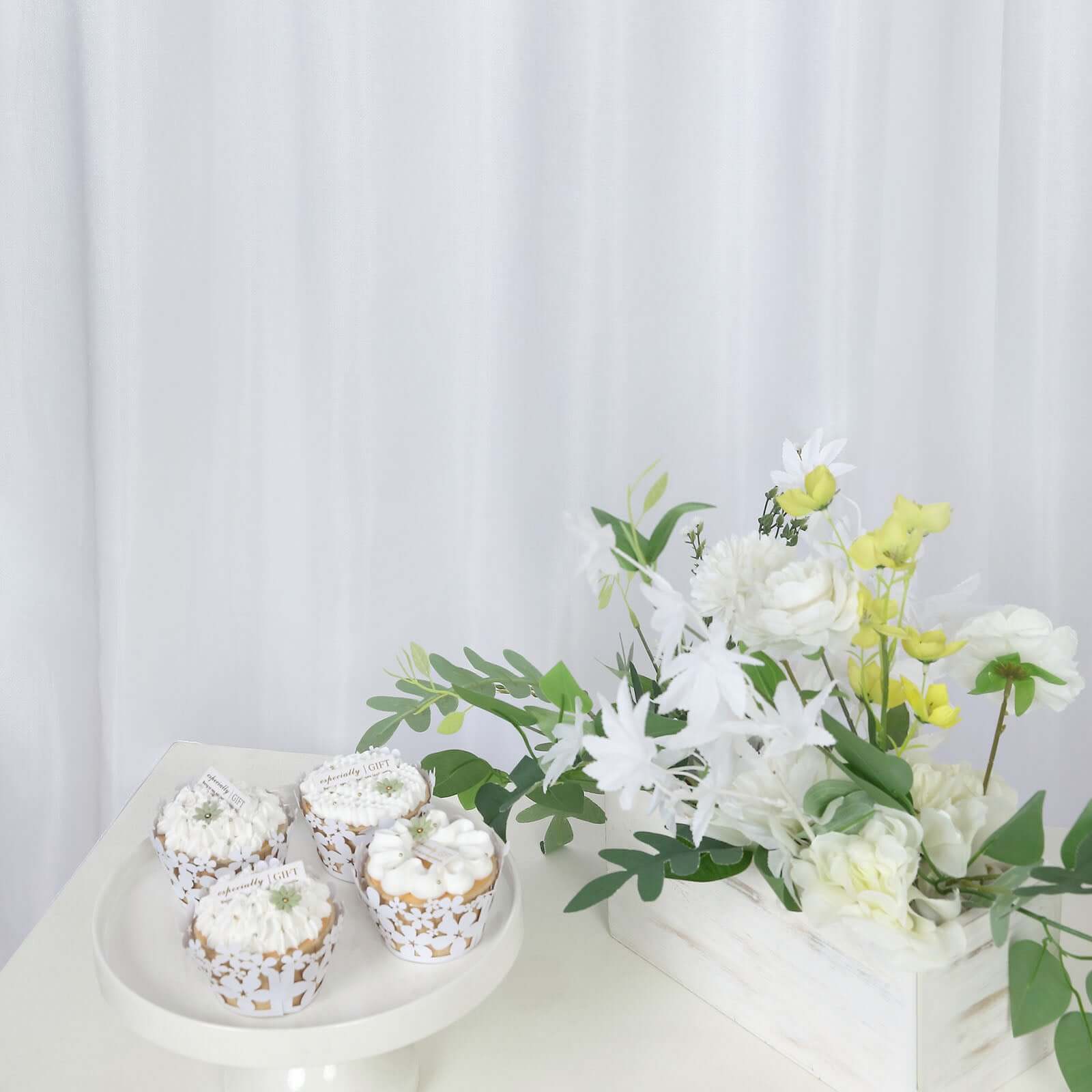 8ftx10ft White Satin Event Curtain Drapes, Backdrop Event Panel