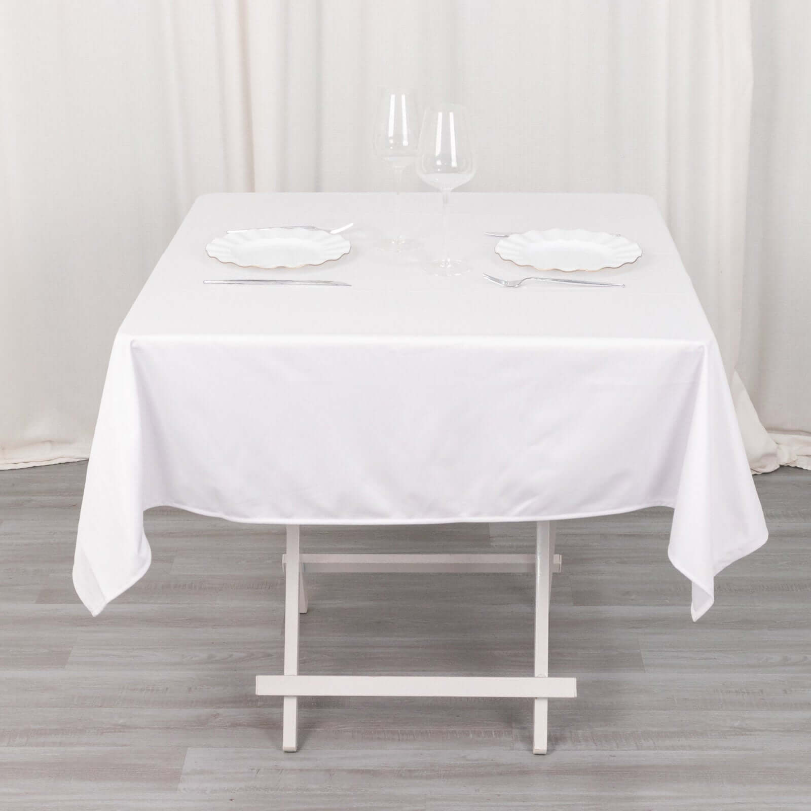 Scuba Square 54"x54" Tablecloth White - Wrinkle Free & Stain Resistant Table Cover for Weddings & Events