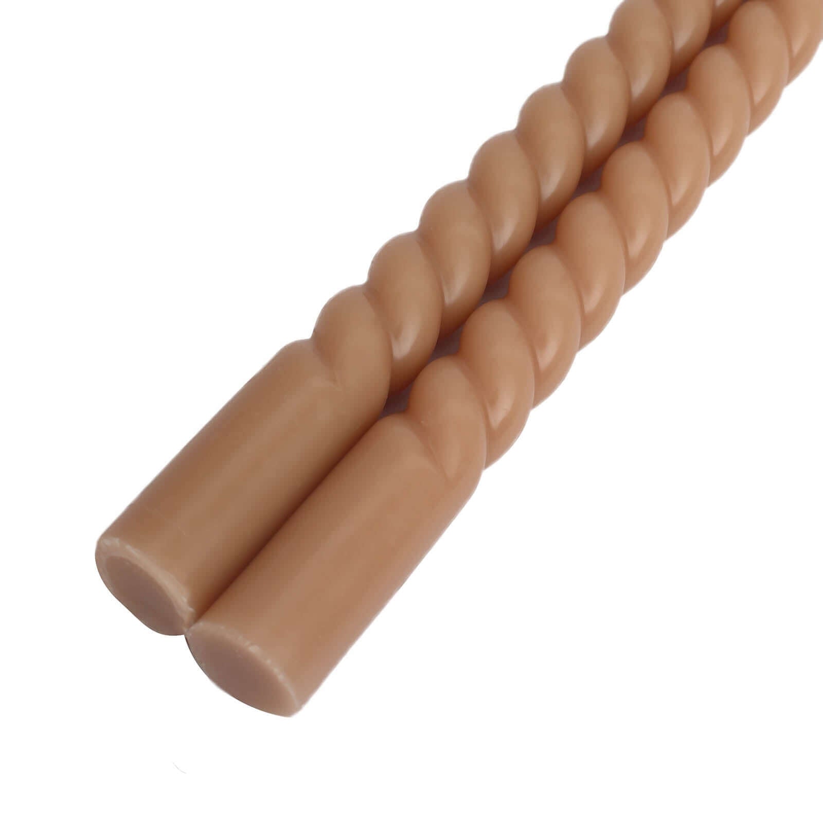 12-Pack Taper Candles Spiral Long Burn Wick Design Beige - Premium Unscented Wax Dinner Candle Sticks 11"