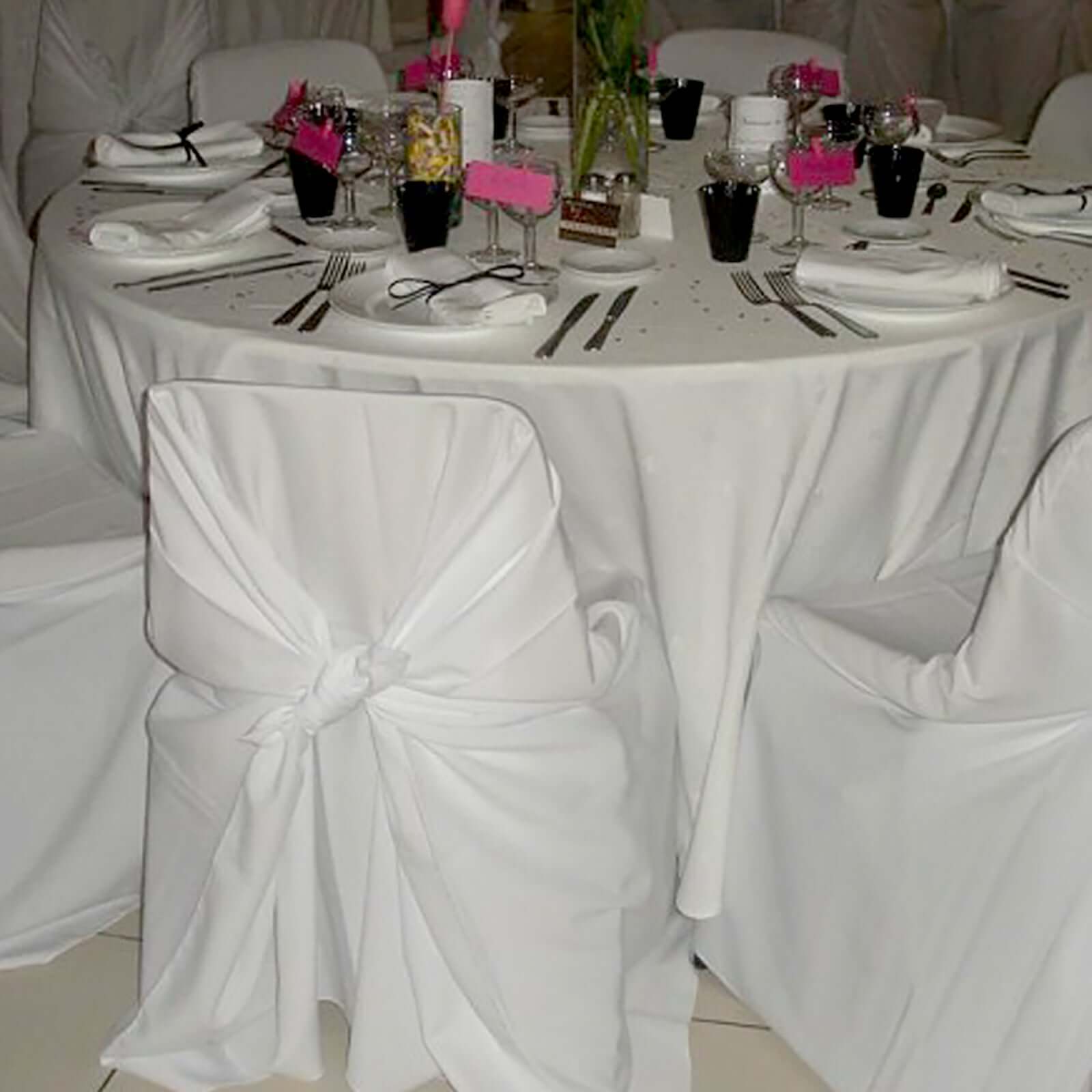 Polyester Chair Cover Self-Tie Universal Design White - Durable Slip-On Cover for Folding, Dining, Banquet & Standard Chairs