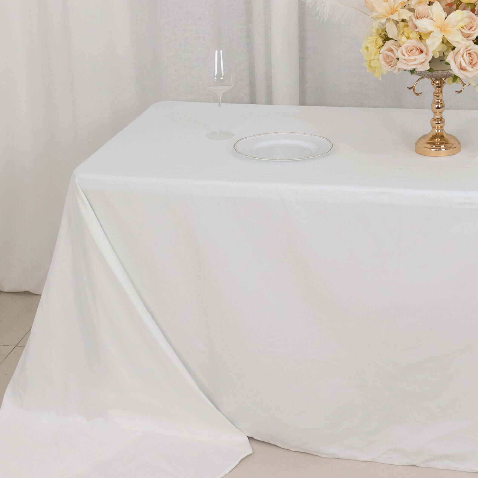 100% Cotton 90"x156" Rectangle Tablecloth White Linen - Seamless, Soft & Breathable Table Cover