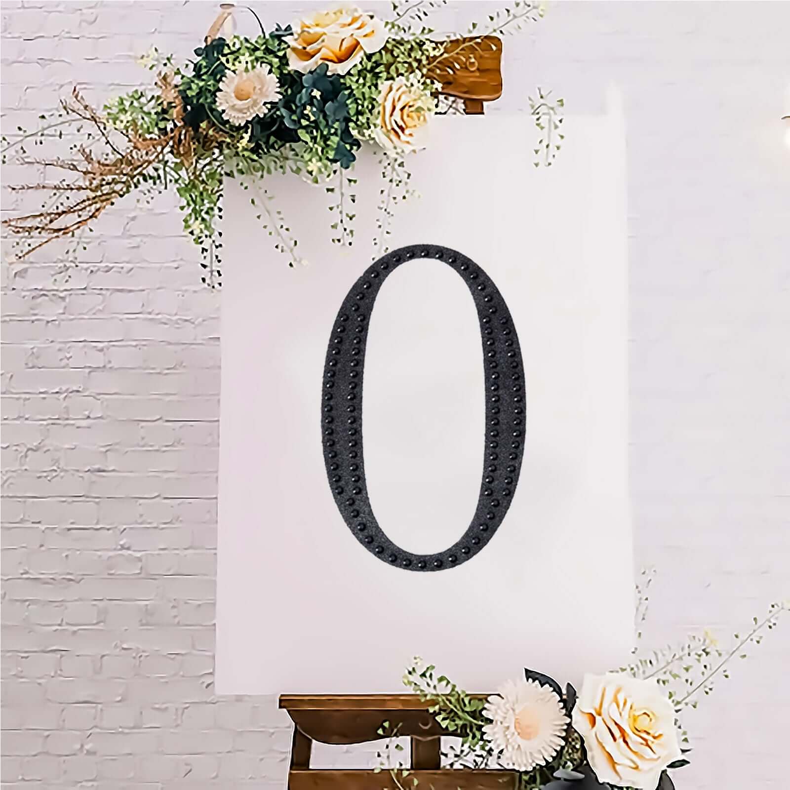 Decorative Rhinestone Number "0" Stickers, Glitter Adhesive Craft Numbers Black DIY Sparkle Embellishments 8"