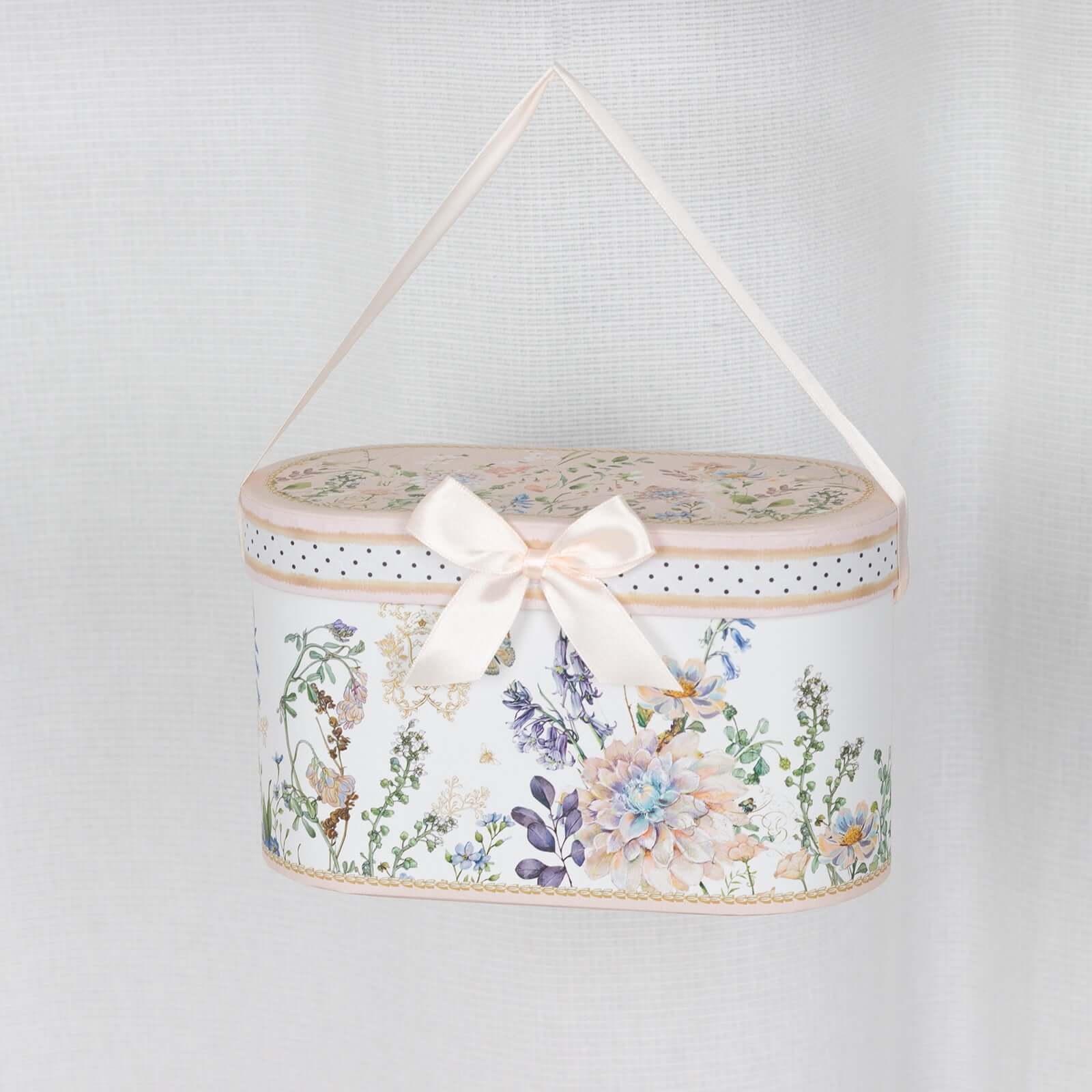 Blush Floral Design Bridal Shower Gift Set, 2 Pack Porcelain Tea Cups With Matching Keepsake Gift Box and Satin Ribbon Handle