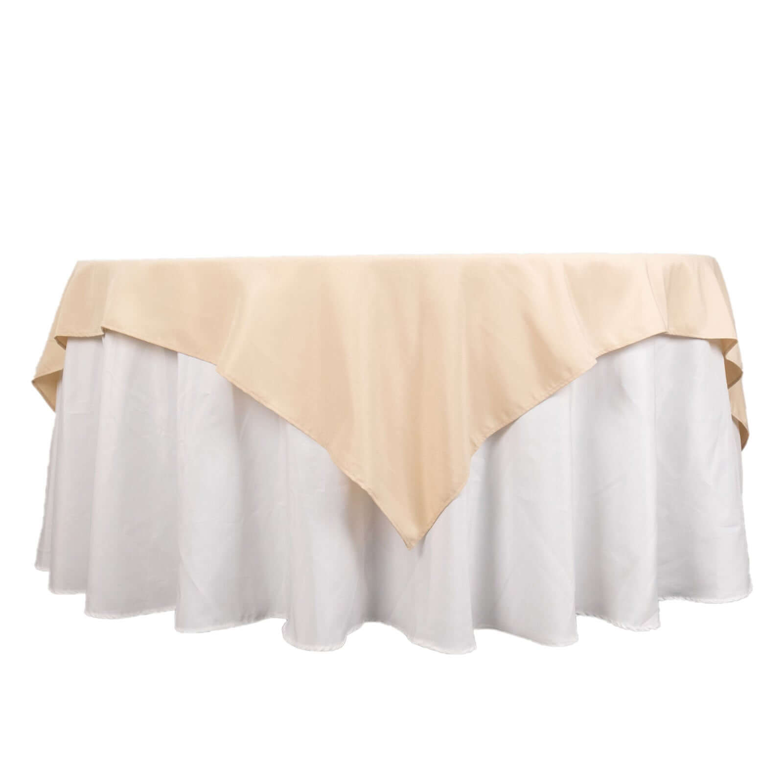 Premium Polyester 70"x70" Table Overlay Square Tablecloth Beige 220GSM Wrinkle-Resistant Table Cover