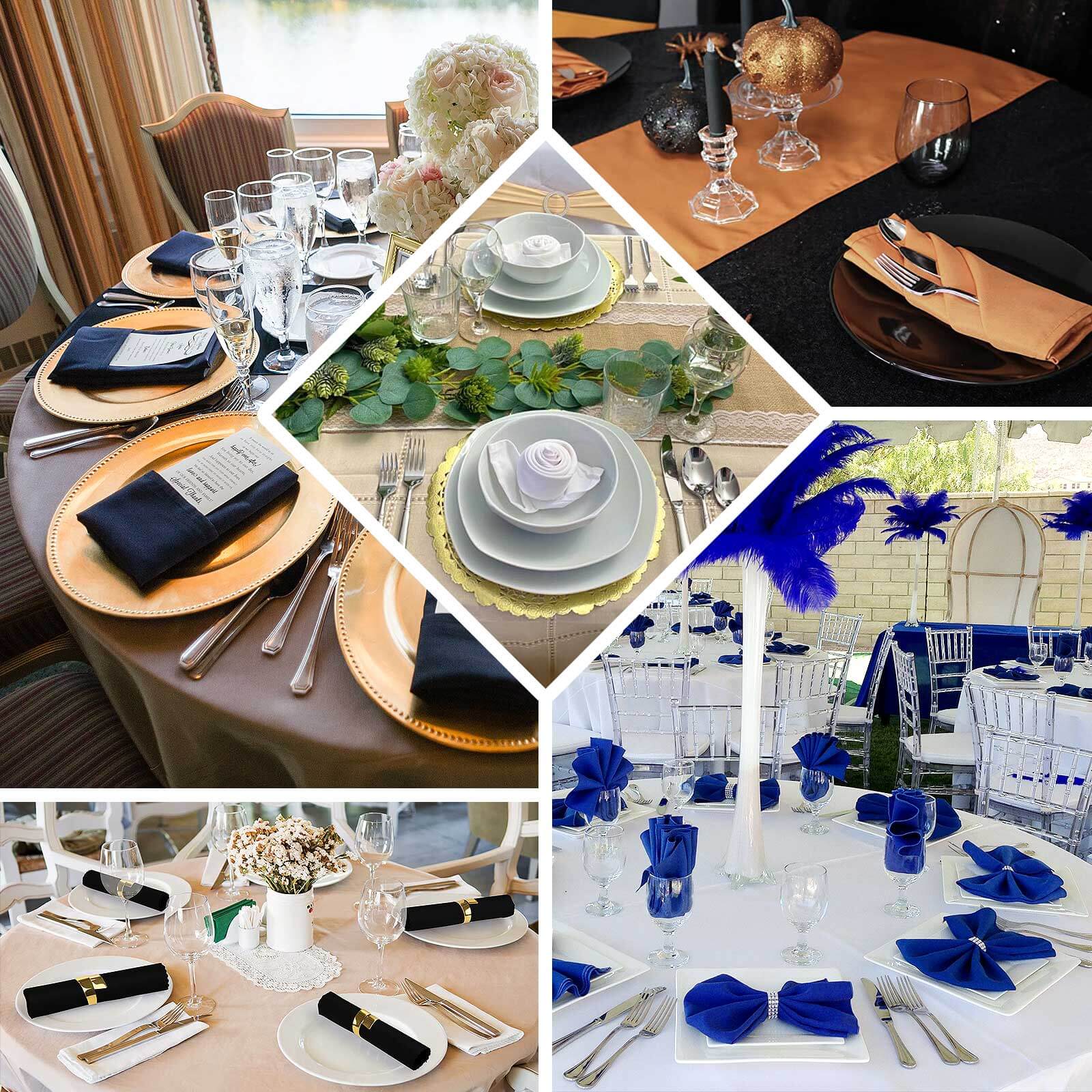 5 Pack Premium Polyester 20"x20" Napkins Royal Blue - Wrinkle-Resistant & Durable Dinner Napkins