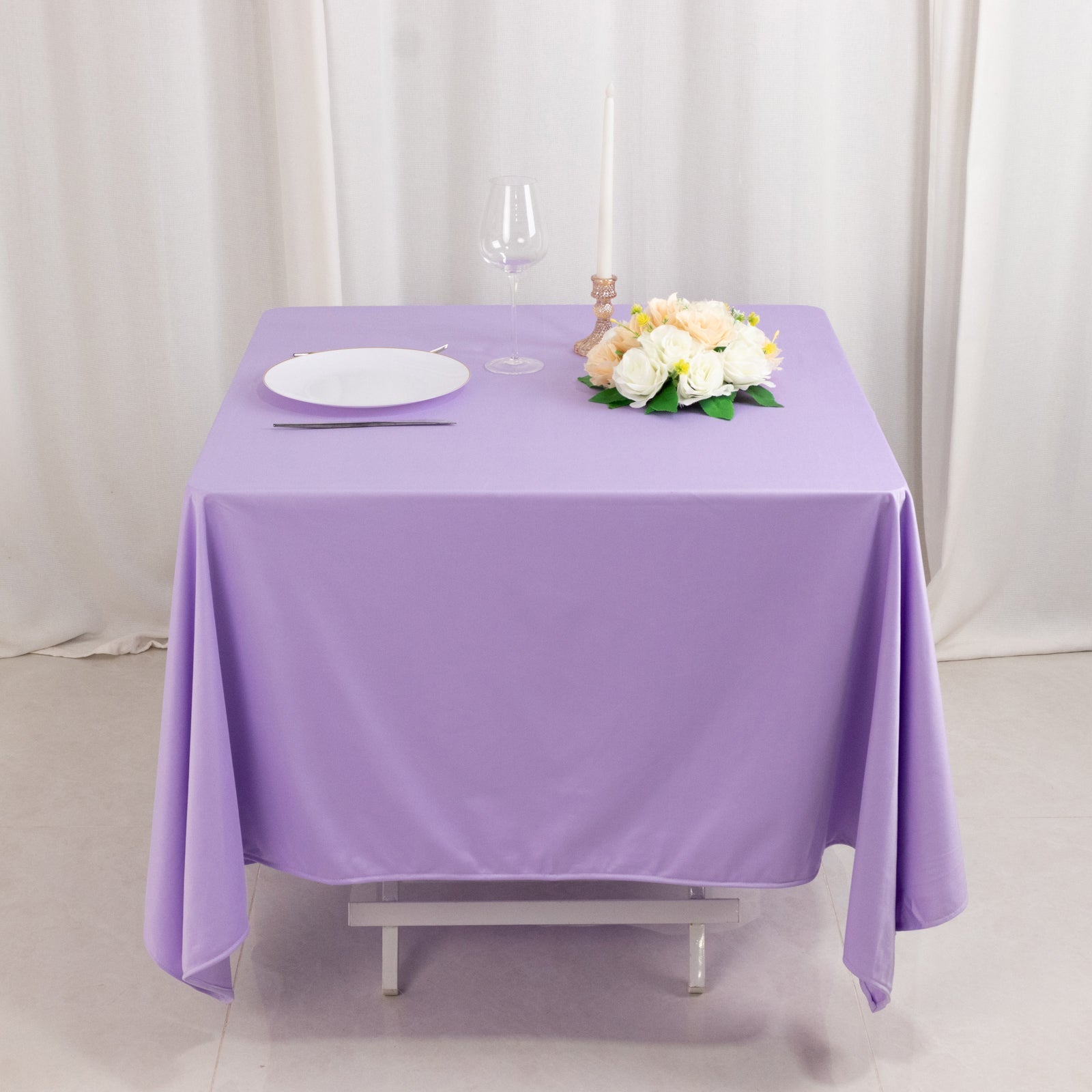 Scuba Square 70"x70" Tablecloth Lavender Lilac - Wrinkle Free & Stain Resistant Table Cover