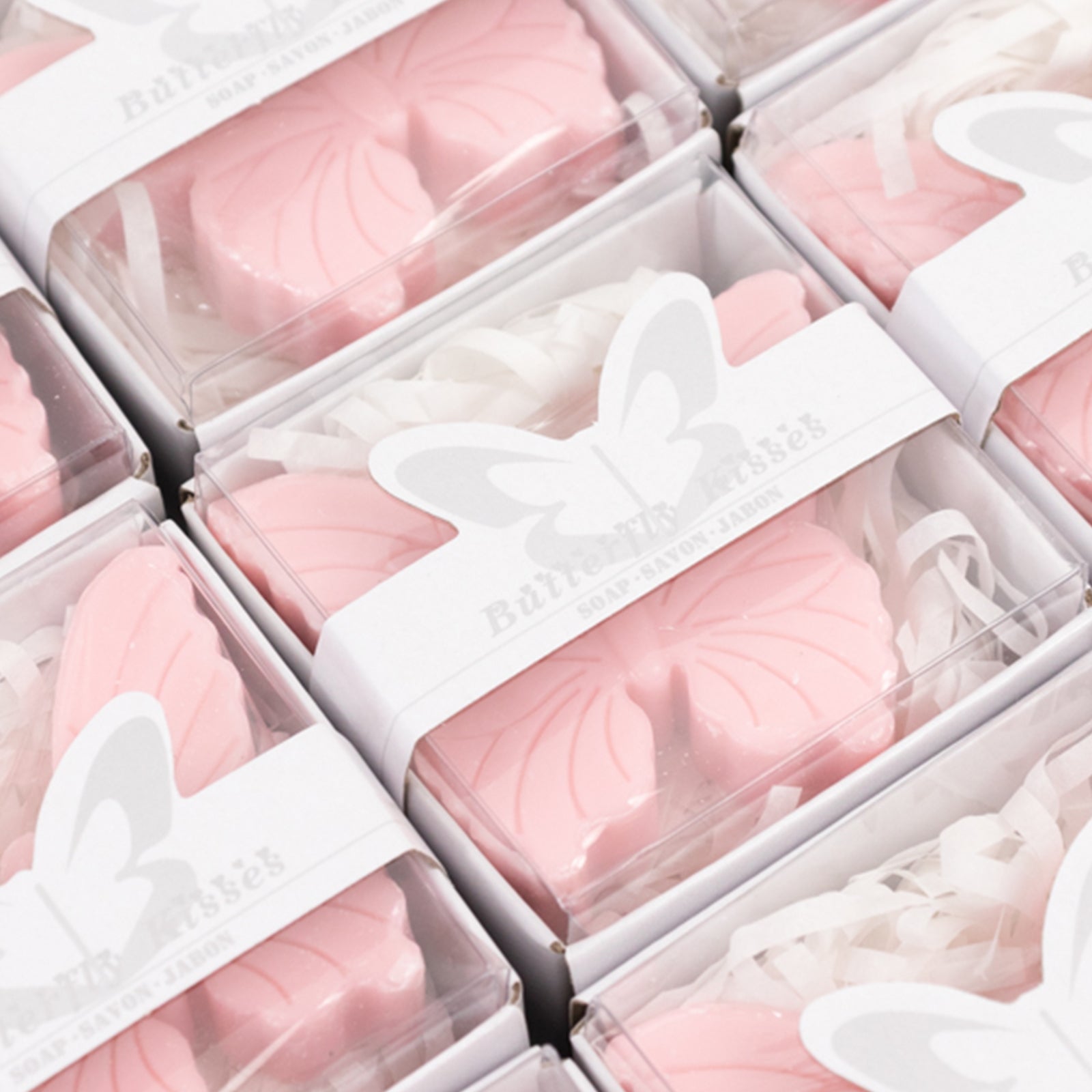 10 Pack Blush Butterfly Unscented Soap Baby Shower Favors with Gift Boxes, Pre-Packed Bridal Shower Wedding Souvenirs - 2"
