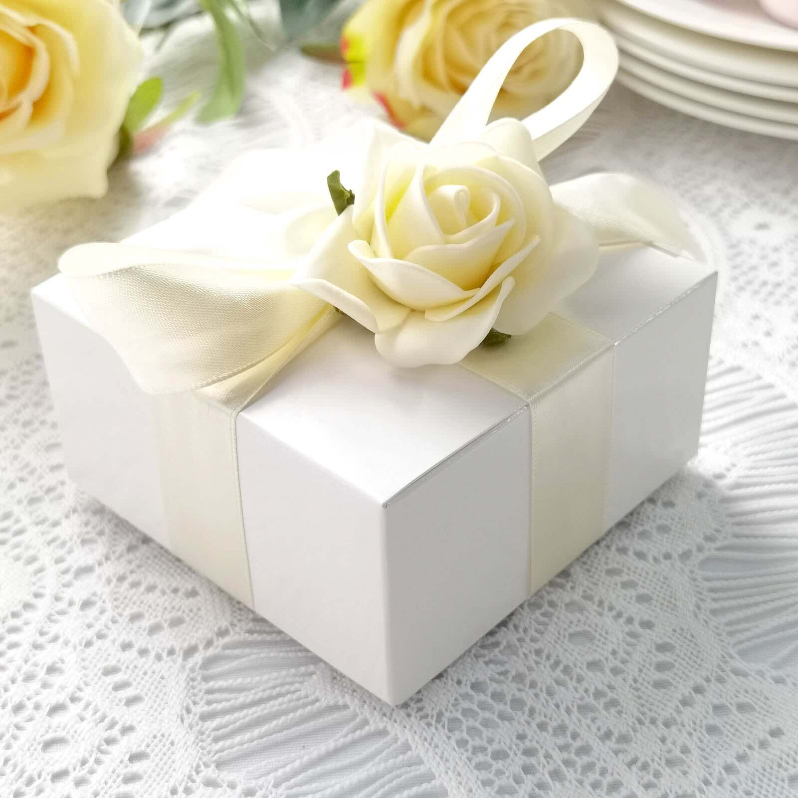 100 Pack White Cake Party Favor Boxes, 4"x4"x2" Cupcake Gift Boxes