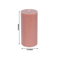 12-Pack 3"x6" Unscented Dripless Pillar Candles – Beige Long-Burning Paraffin Wax with Cotton Wicks