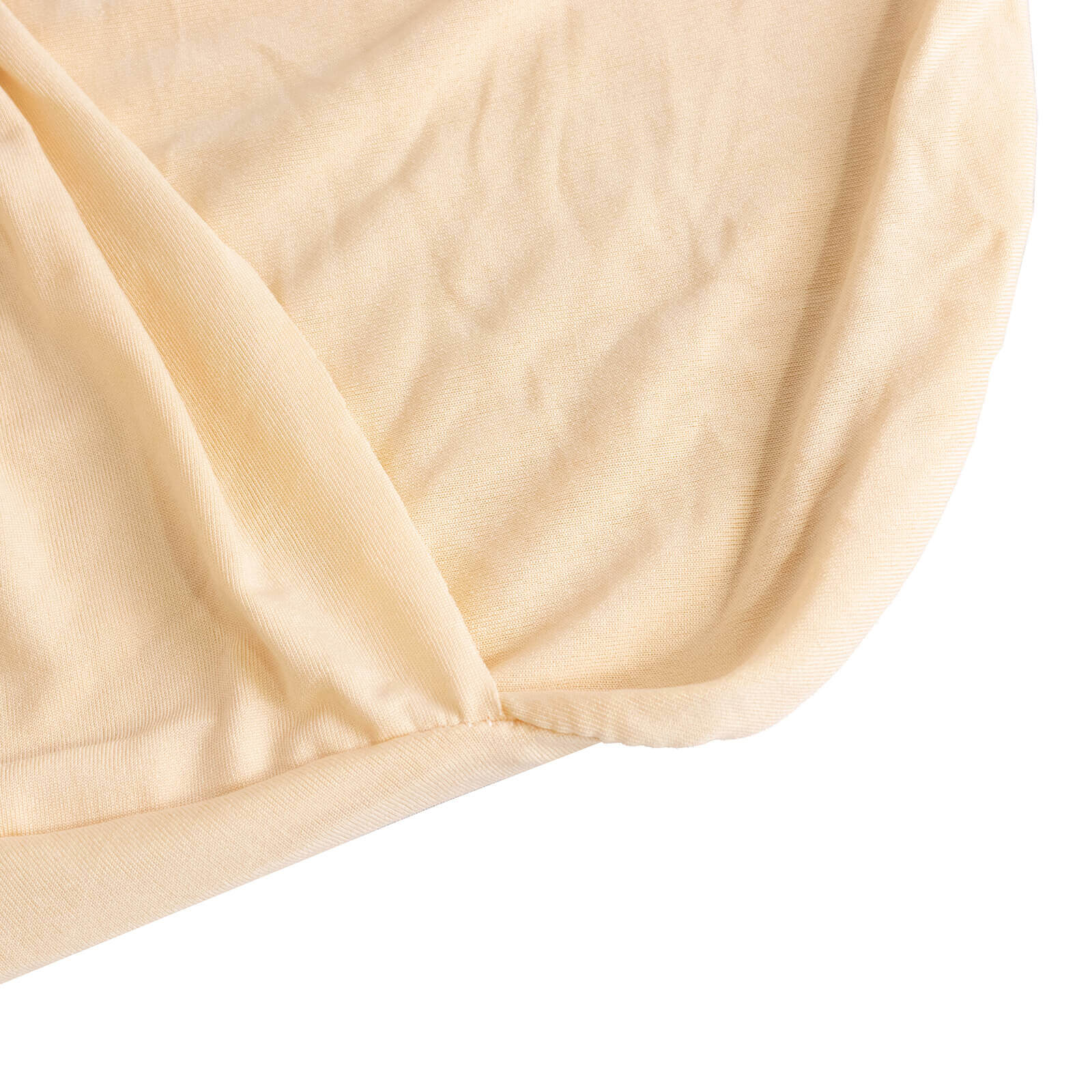 Stretch Spandex Chair Cover Beige for Folding Chairs - Secure Fit Slipcover with Silver Rhinestone Buckled Sash Band