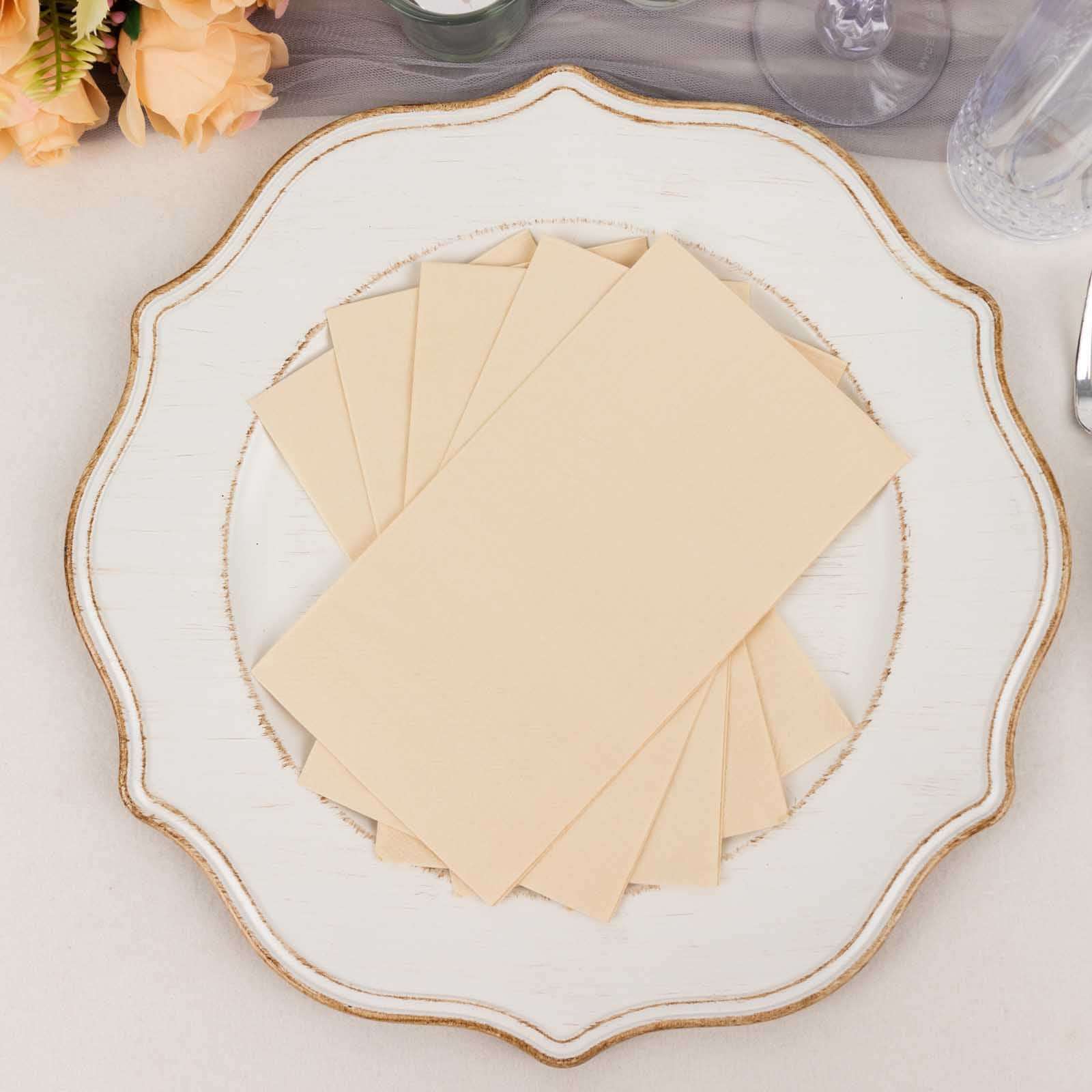 50-Pack Paper Napkins Beige - Soft Disposable 2-Ply Dinner Napkins for Weddings