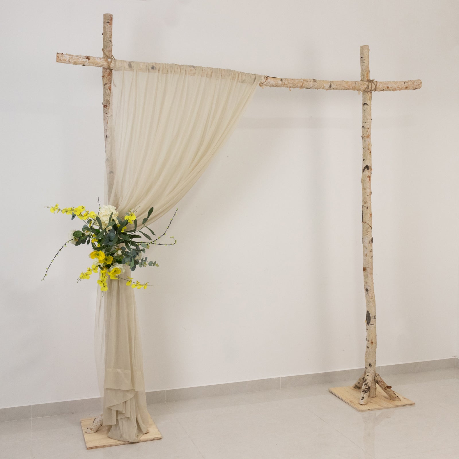 Beige Sheer Backdrop Drape – 5ft x 14ft Wedding Arch & Ceiling Decor Panel, Wrinkle Free with Soft Shimmer