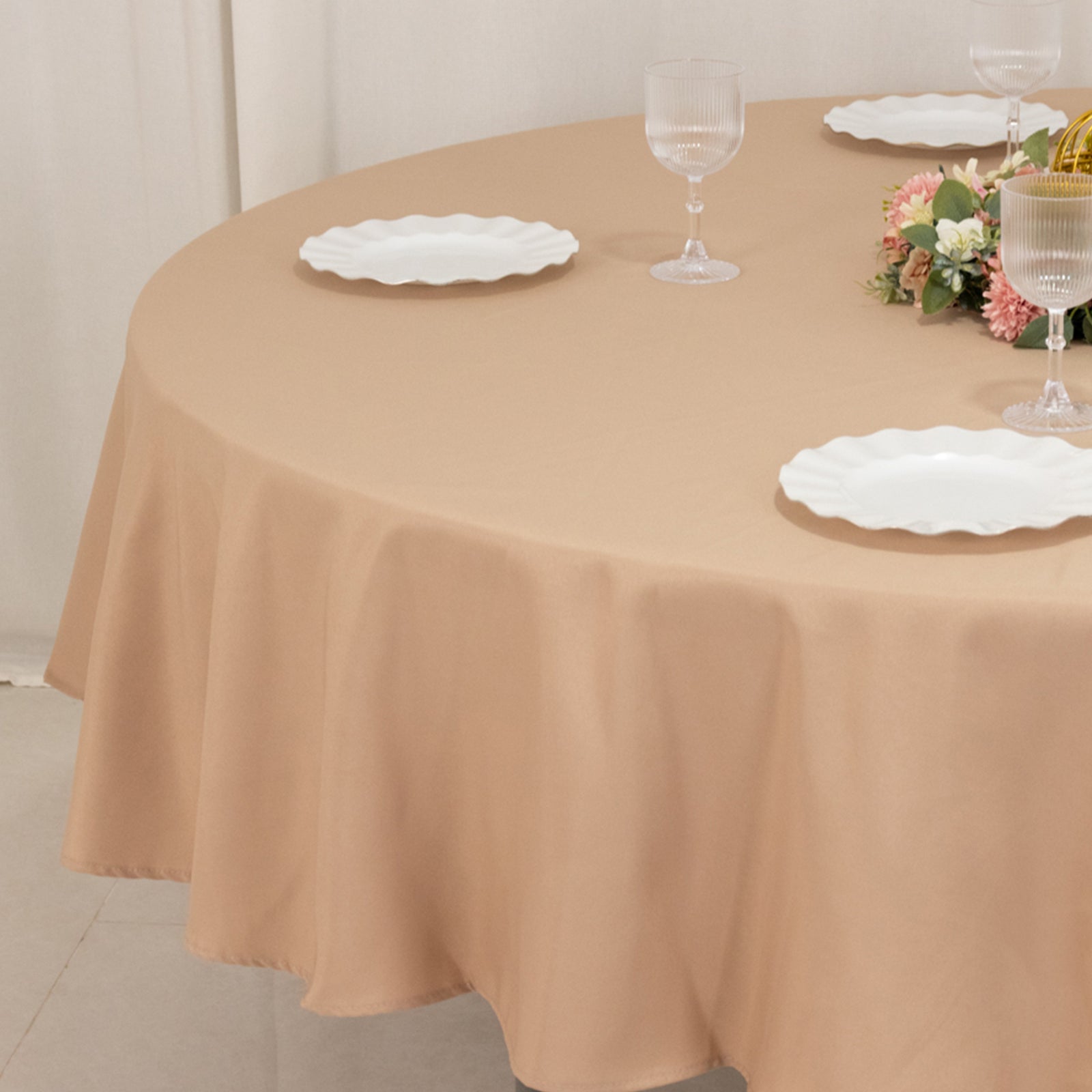 Premium Polyester 90" Round Tablecloth Nude - Stain and Wrinkle-Resistant Design with 220GSM Thickness Table Cover