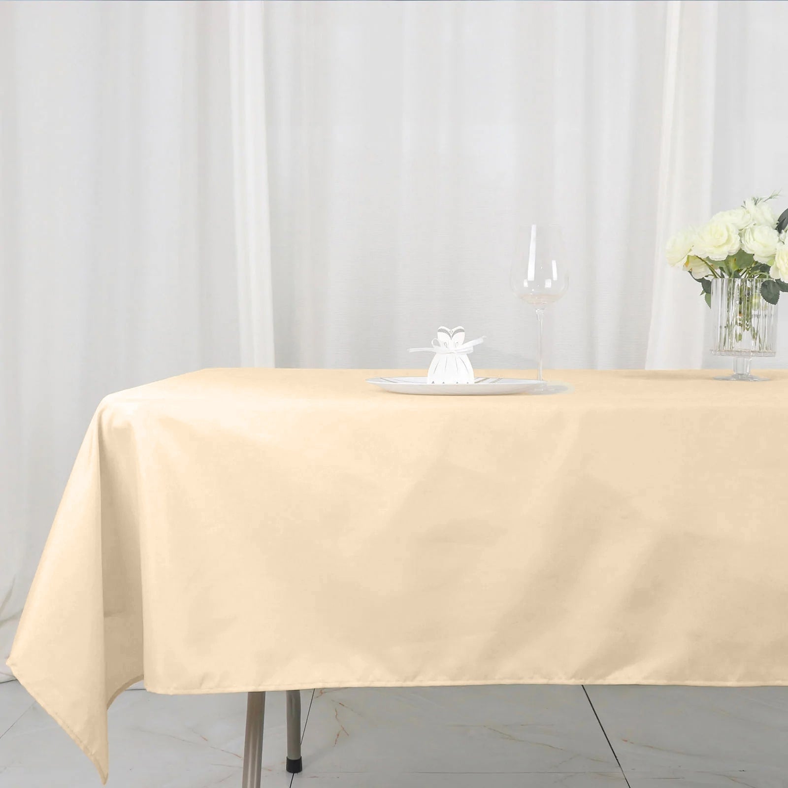 Polyester 54"x96" Rectangle Tablecloth Beige - Wrinkle-Resistant & Easy-to-Care Table Cover