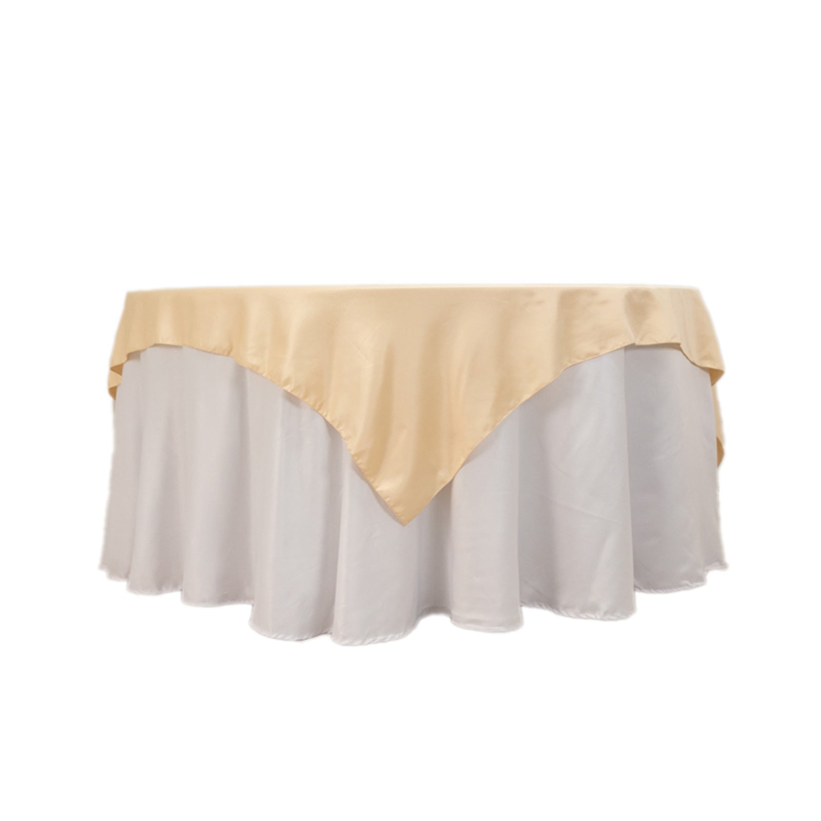 Lamour Satin 72"x72" Table Overlay Square Tablecloth Beige - Smooth Finish Table Topper