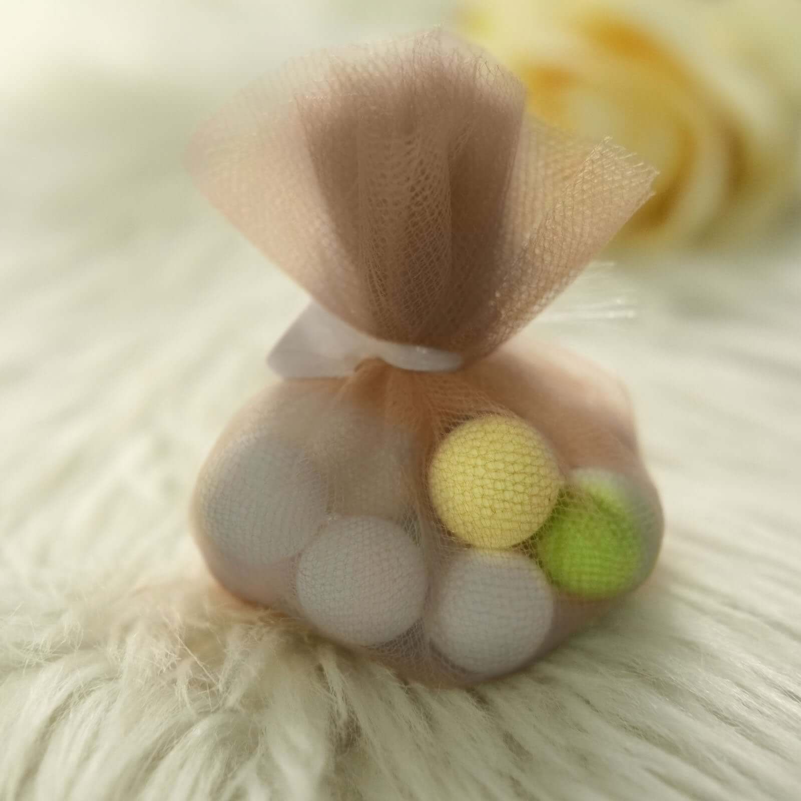 25 Pack 9" Natural Sheer Nylon Tulle Circles Favor Wrap Craft Fabric, DIY Candy Favor Wraps