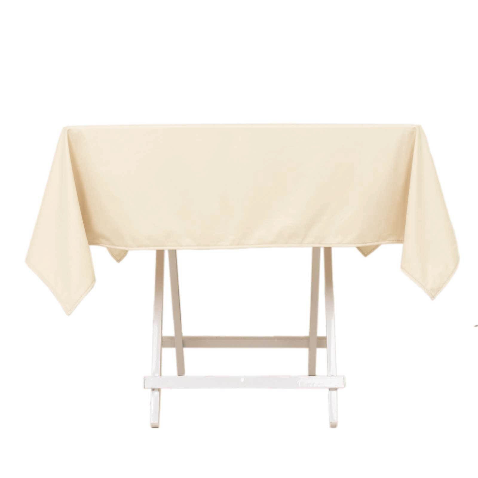 Scuba Square 54"x54" Tablecloth Beige - Wrinkle Free & Stain Resistant Table Cover