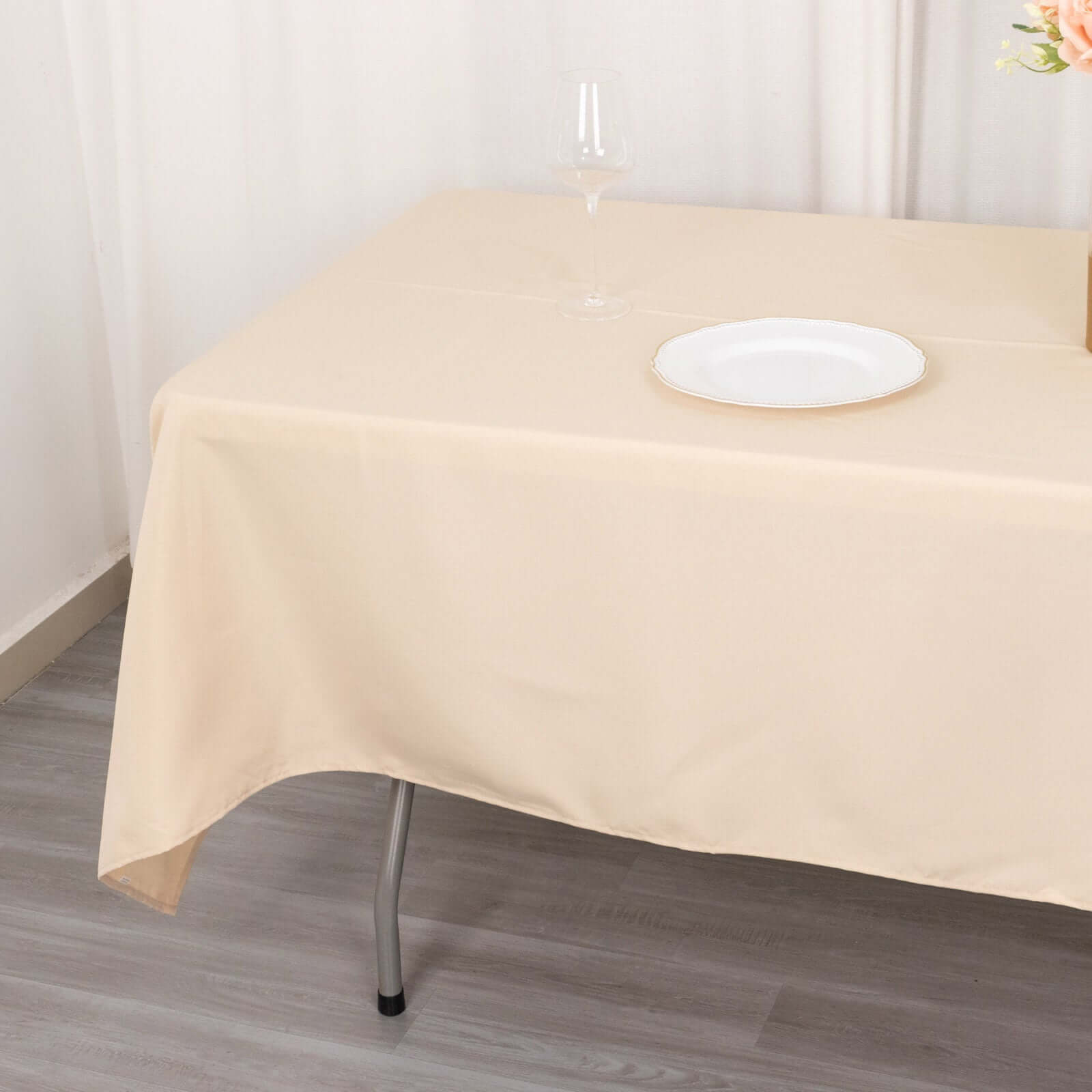Premium Polyester 60"x102" Rectangle Tablecloth Beige - Durable 220GSM Wrinkle-Resistant Table Cover