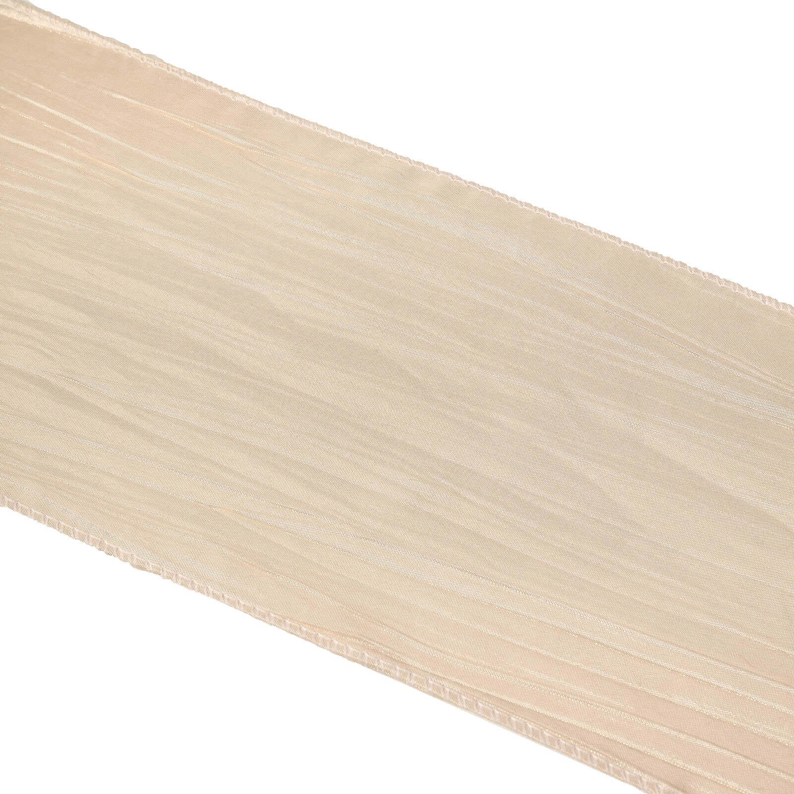 5 Pack Taffeta 6"x106" Chair Sashes Beige Accordion Crinkle Texture - Stylish Decor for Weddings & Gatherings