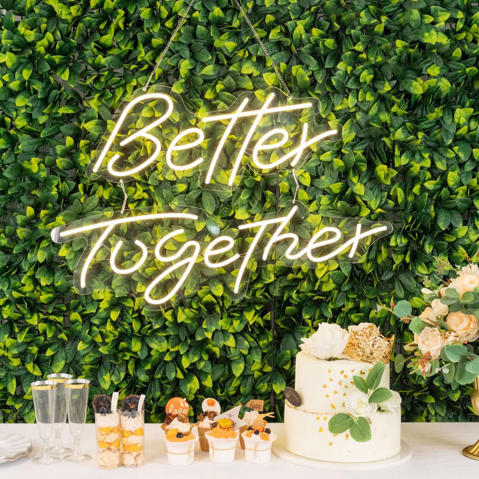 32" Better Together LED Neon Light Sign for Party or Home Wall Decor, Warm White Reusable Hanging Light With 5ft Chain