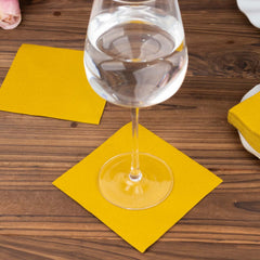 20 Pack Linen-Like Paper 5"x5" Napkins Gold - Highly Absorbent & Disposable Airlaid Beverage Napkins