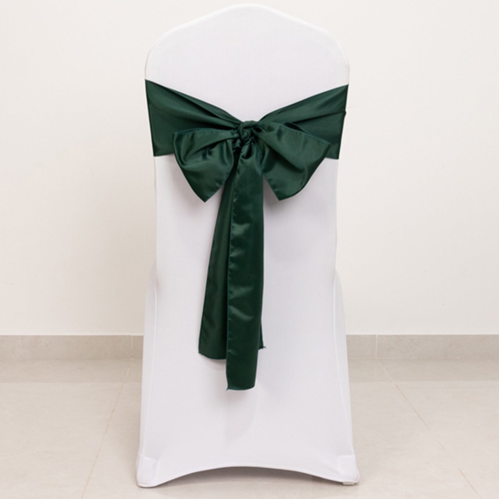 5 Pack Lamour Satin 6"x106" Chair Sashes Hunter Emerald Green - Stylish Reusable Decorative Bows