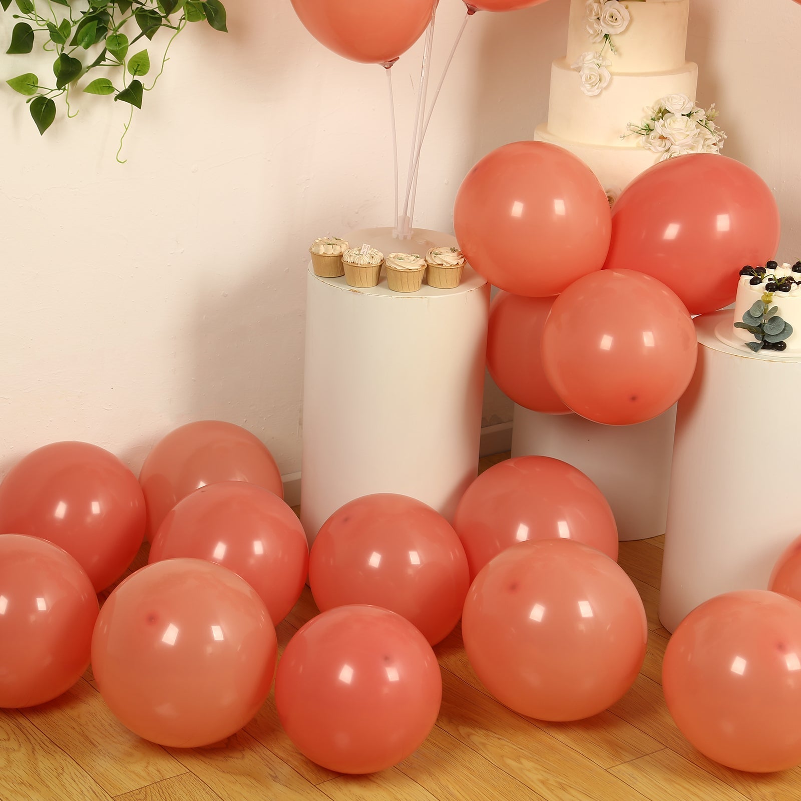 50 Pack Matte Pastel Dusty Rose Biodegradable Balloons 12", Round Eco-friendly Thick Latex Party Balloons