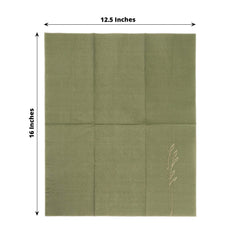 50-Pack Paper Dinner Napkins Dusty Sage Green with Gold Embossed Leaf - Stylish 2-Ply Disposable Napkins for Weddings 18GSM