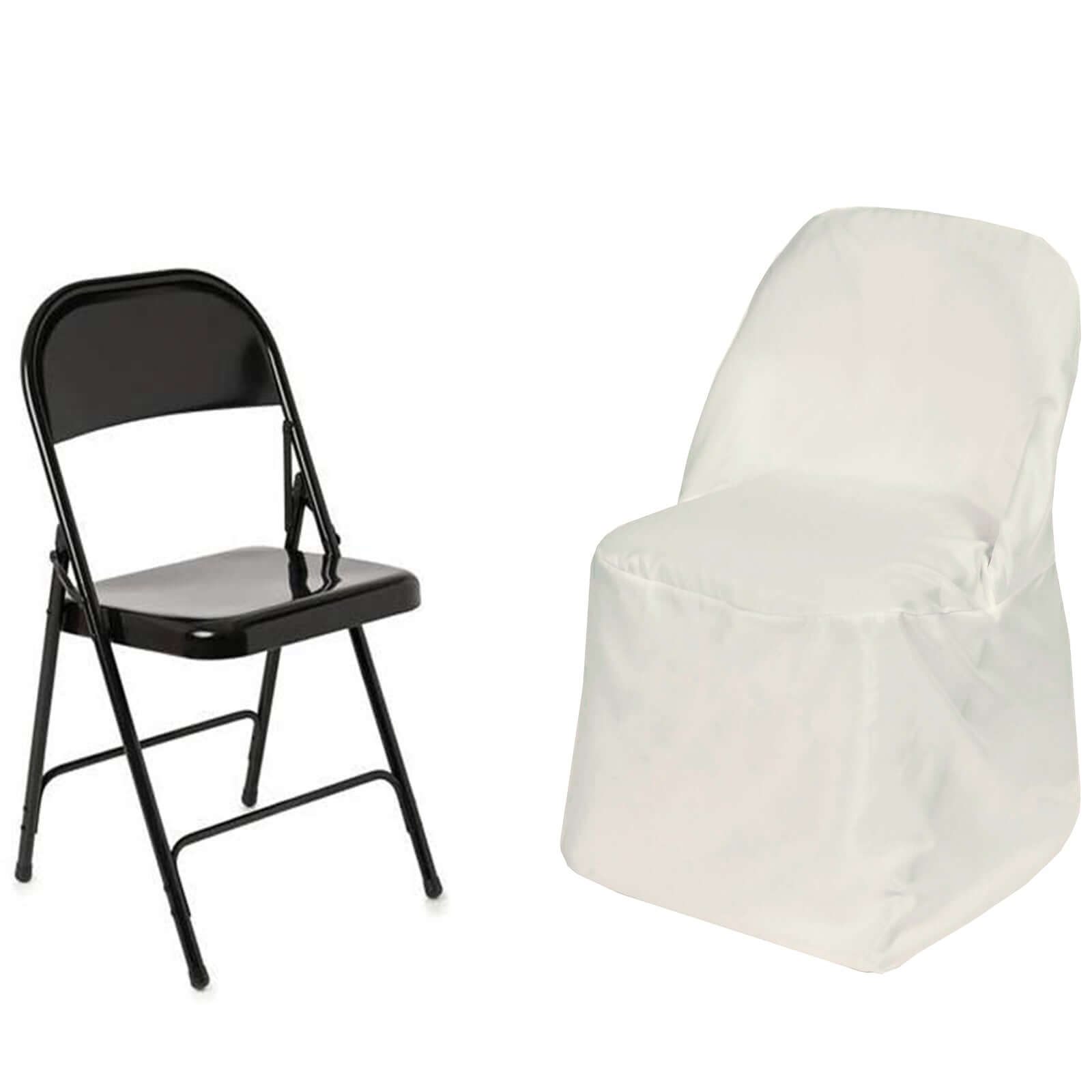 Polyester Chair Cover Ivory for Folding Chairs - Durable and Reusable Slip-On Cover