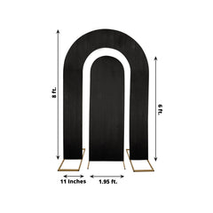 Set of 2 Black Spandex Fitted Wedding Arch Covers for Round Top and Double Arch Chiara Backdrop Stands - 6ft,8ft