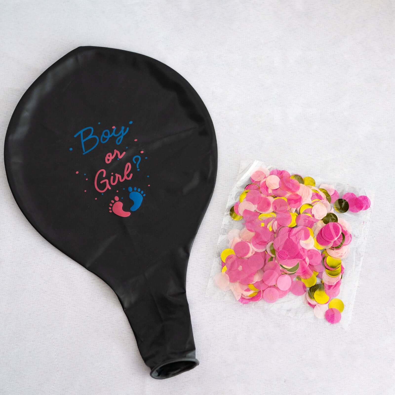 24" Gender Reveal Pink Confetti Filled Boy Or Girl Print Latex Balloon