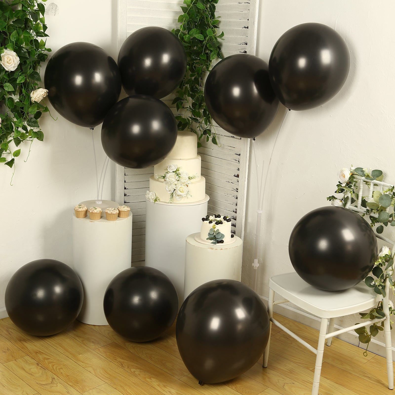 10 Pack Black Biodegradable Balloons, 18" Thickened Extra Strong Eco-friendly Latex Helium Party Balloons
