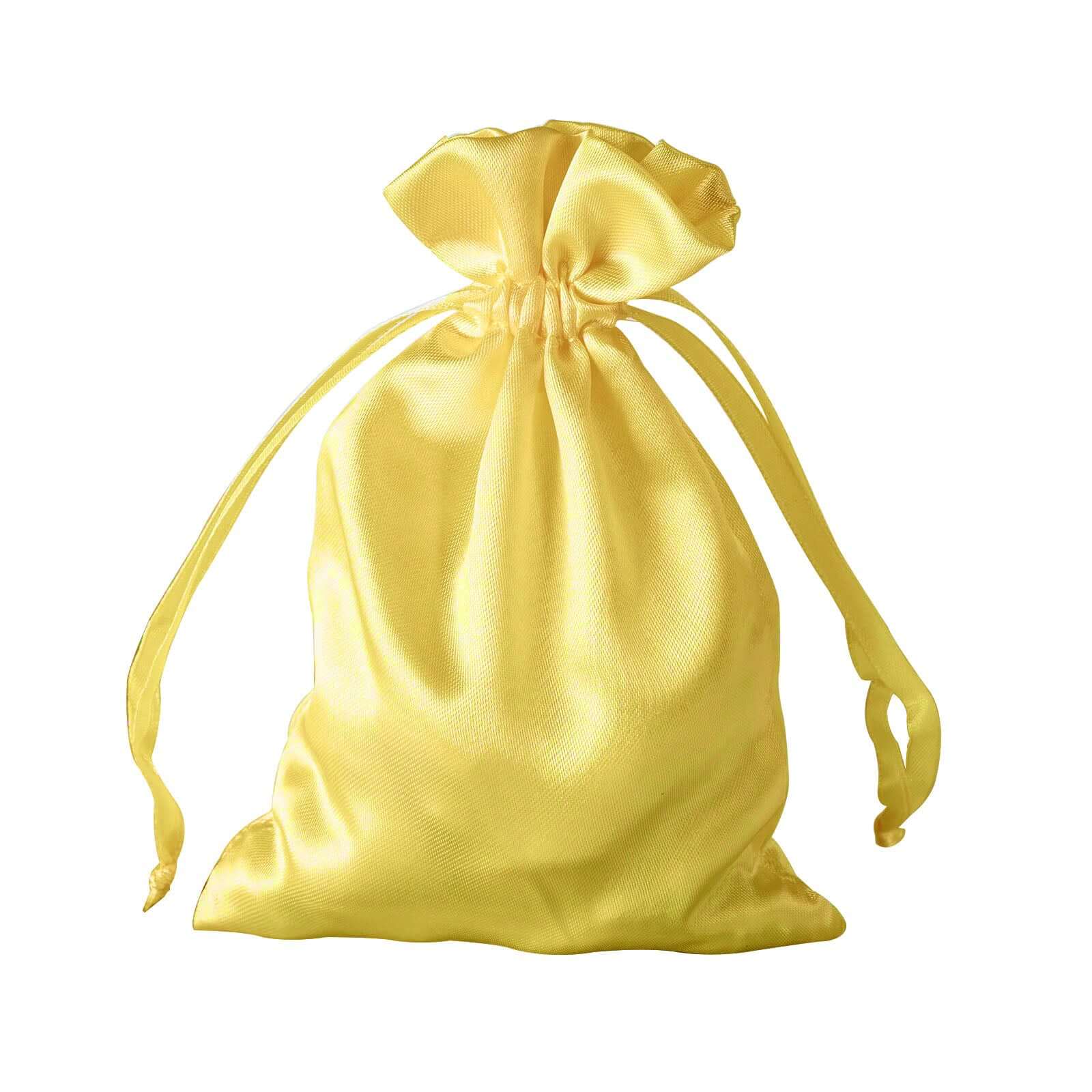 12 Pack 4"x6" Gold Satin Drawstring Wedding Party Favor Gift Bags