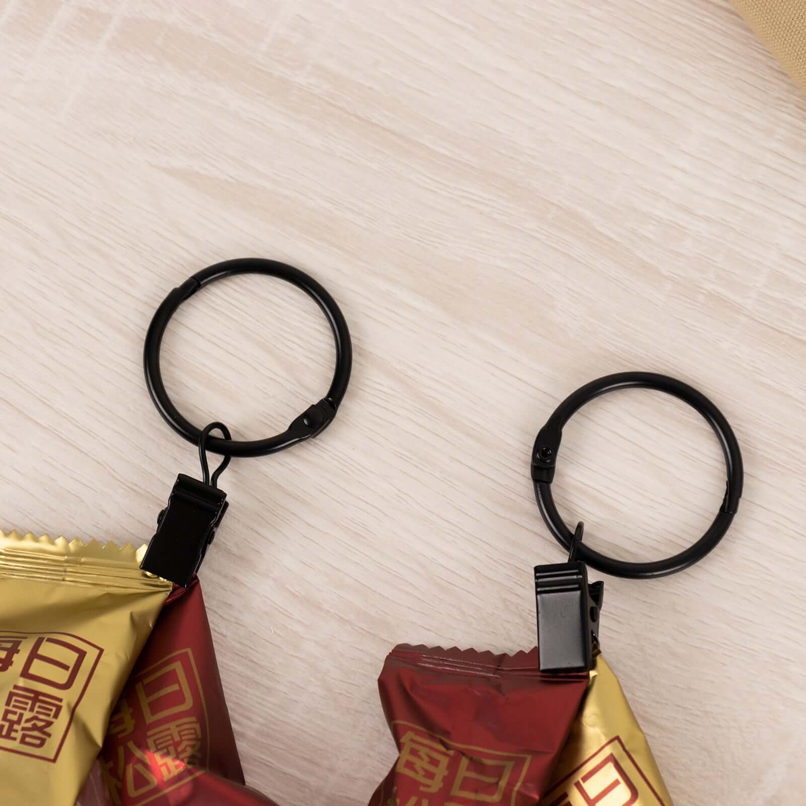 50 Pack Black Metal Openable Curtain Clip Rings, Heavy Duty Rustproof Drapery Backdrop Clip Hangers - 1.5"