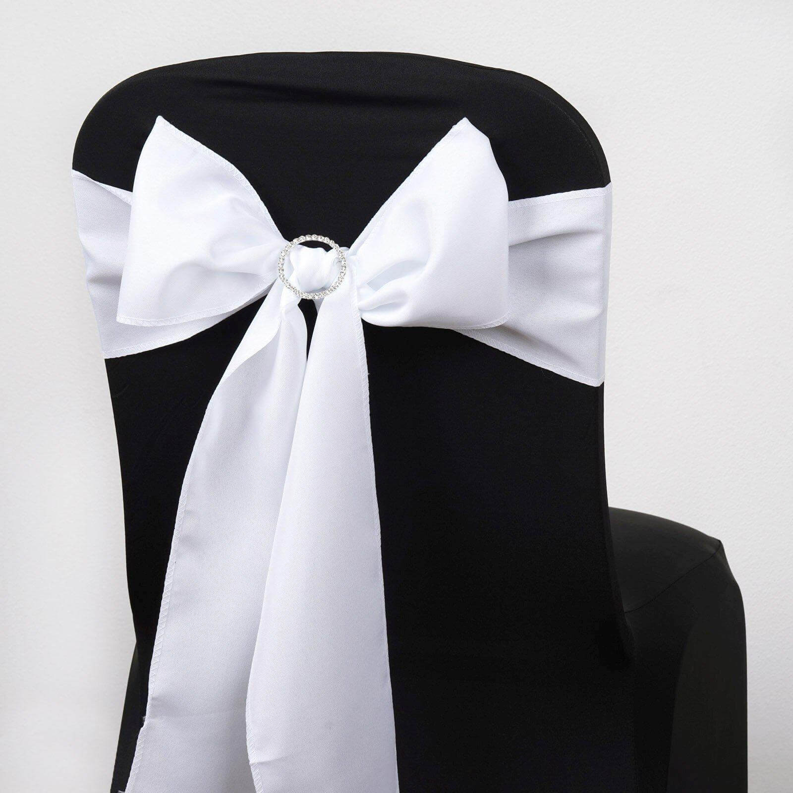 5 Pack Polyester Chair Sashes White - Subtle Elegance for Special Occasions 6"x108"