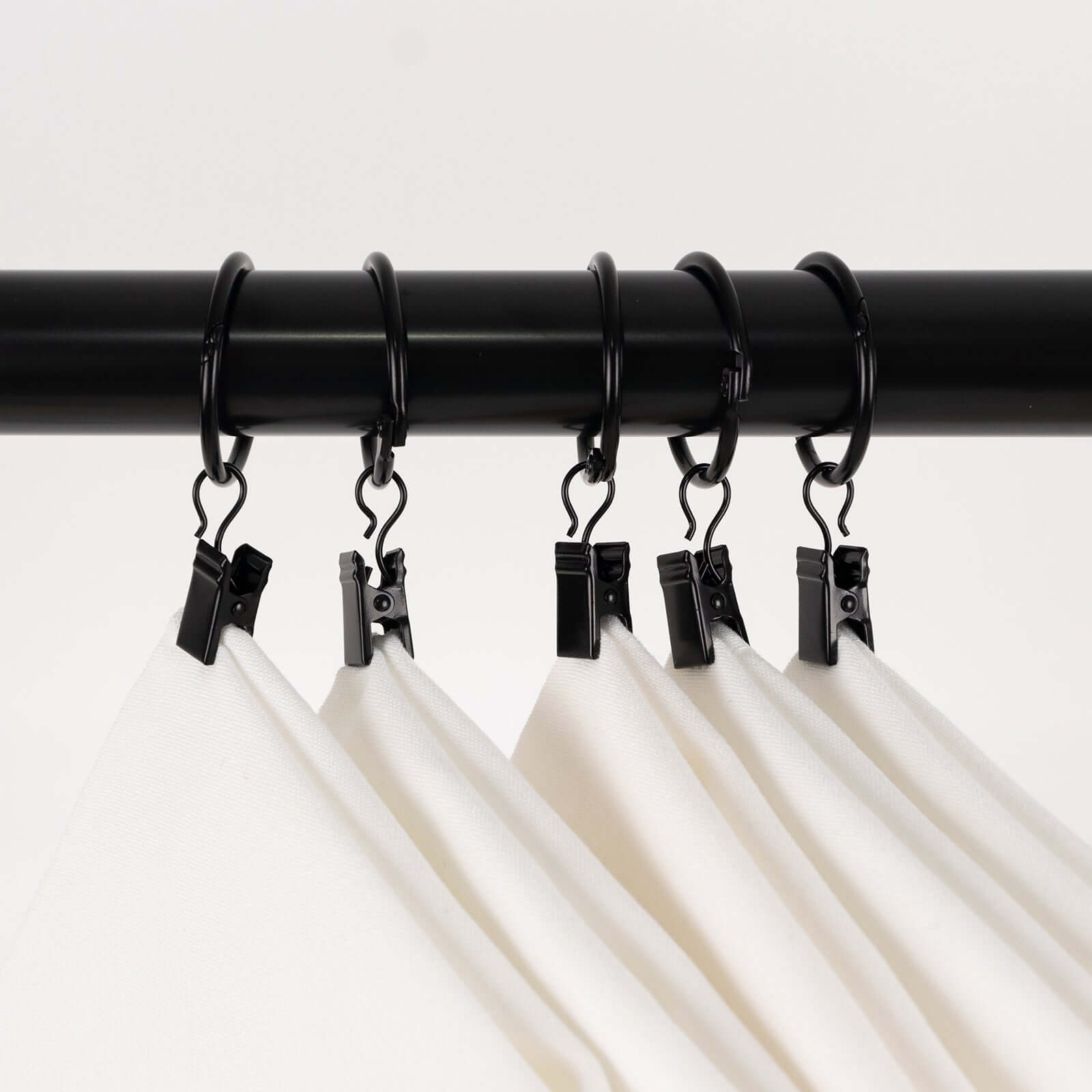 50 Pack Black Metal Openable Curtain Clip Rings, Heavy Duty Rustproof Drapery Backdrop Clip Hangers - 1.5"