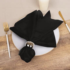 5 Pack Cotton Blend 20"x20" Napkins Black - Wrinkle-Resistant & Washable Dinner Napkins