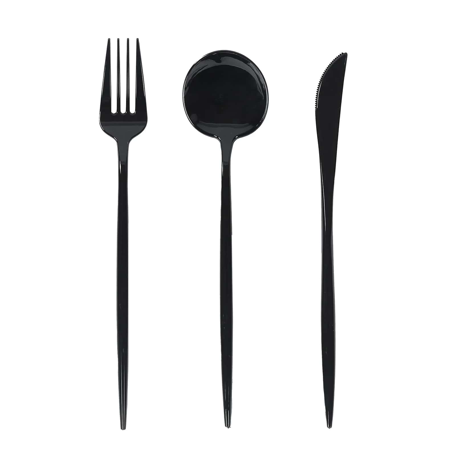 60 Pack Plastic Silverware Set, Black Heavy Duty Disposable Sleek Utensil Cutlery