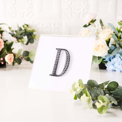 Decorative Rhinestone Alphabet "D" Letter Stickers, Glitter Adhesive Craft Letters Black DIY Sparkle Embellishments 4"