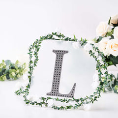 Decorative Rhinestone Alphabet "L" Letter Stickers, Glitter Adhesive Craft Letters Black DIY Sparkle Embellishments 8"